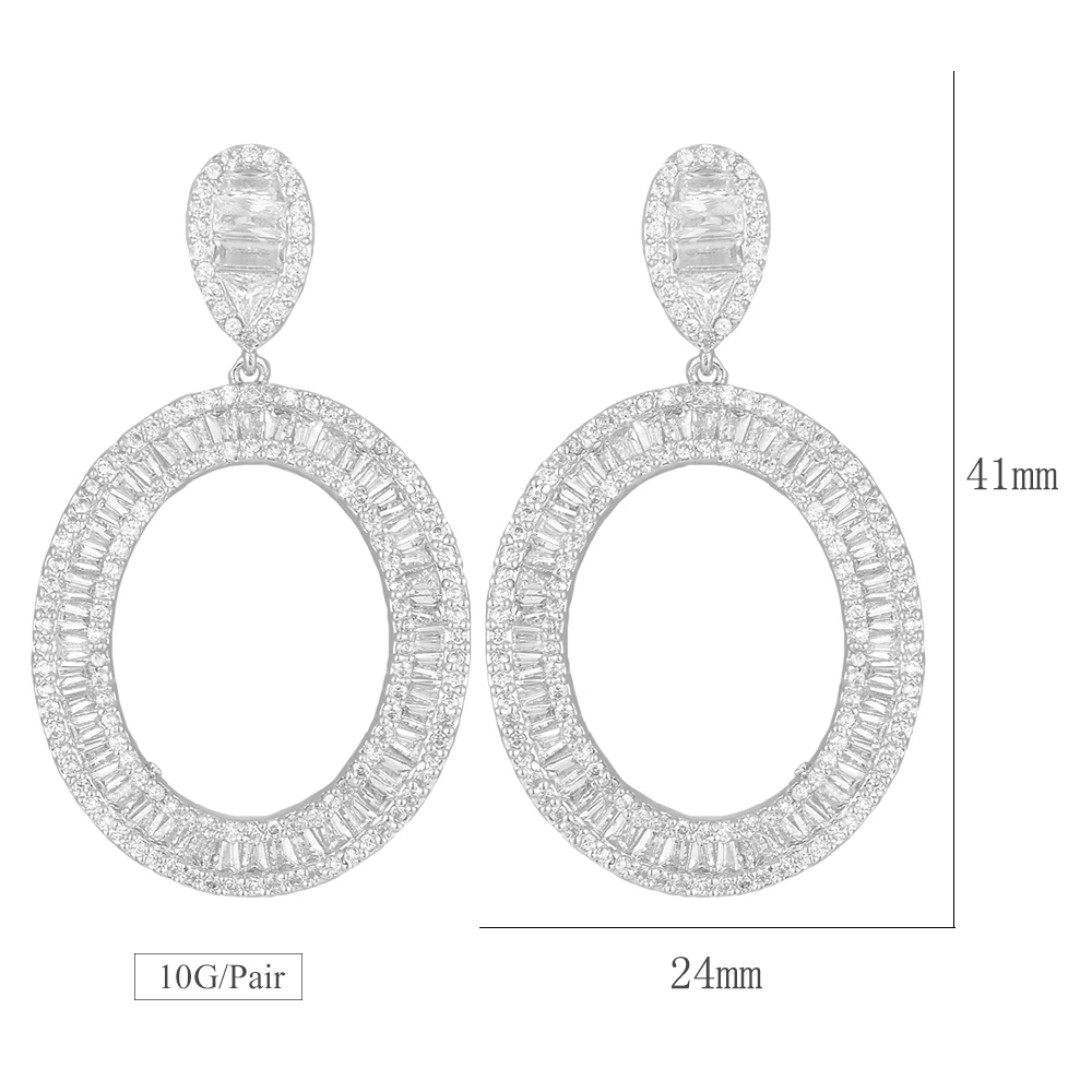 

SisCathy Trendy Round Pendant Earrings for Women Cubic Zirconia Party Fashion Jewelry Bridal Wedding Earrings Jewelry