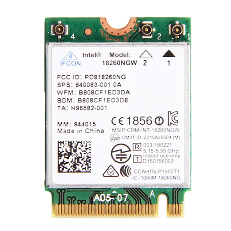 Wlan сеть для ноутбука Intel 18260NGW трехдиапазонная Беспроводная AC 18260 NGFF 802.11ac 867 Мбит/с