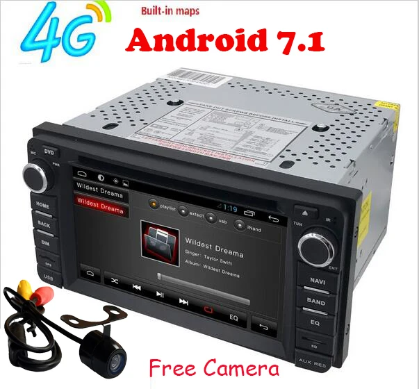 Четырехъядерный Android 7 1 автомобильный DVD плеер стерео для TOYOTA Hiace RAV4 Landcruiser PRADO Camry