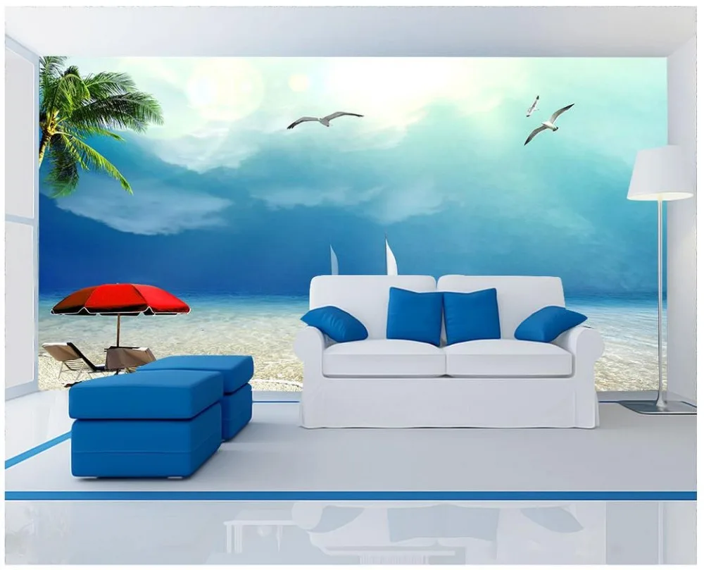 

Пользовательские 3d фото обои 3d настенные фрески обои Пляж пейзаж обои телевизор фон настенная бумага Декор для гостиной