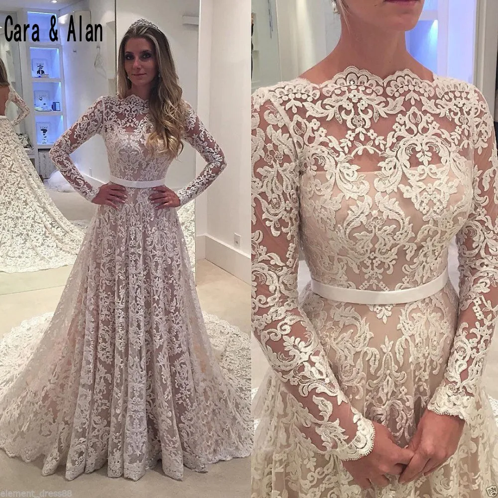 Винтажное свадебное платье с высокой горловиной и открытой спиной Vestido De Noiva
