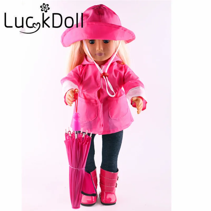 LUCKDOLL комплект из шести предметов дождевик 18 дюймов американские кукольные