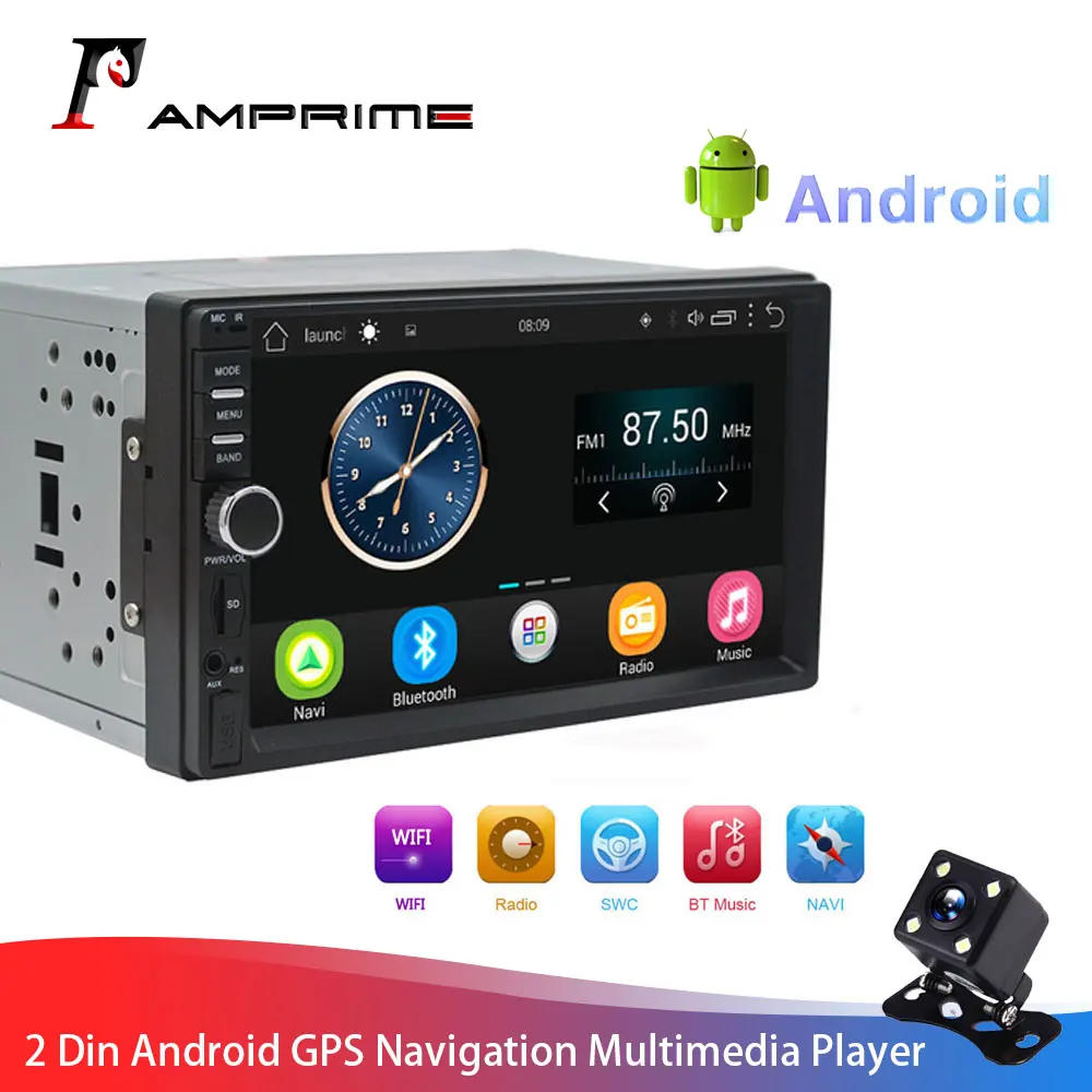 AMprime 2 Din Android Автомагнитола стерео gps Bluetooth сенсорный экран автомобильный аудио