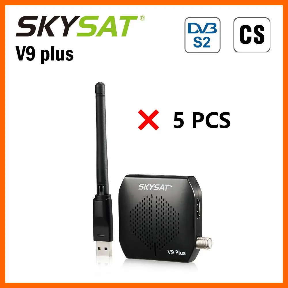 [5 шт.] SKYSAT V9 Plus DVB S2 рецептор с CCCamd Newcamd powervu Biss WiFi 3G Youtube USB PVR CS Mini HD спутниковый