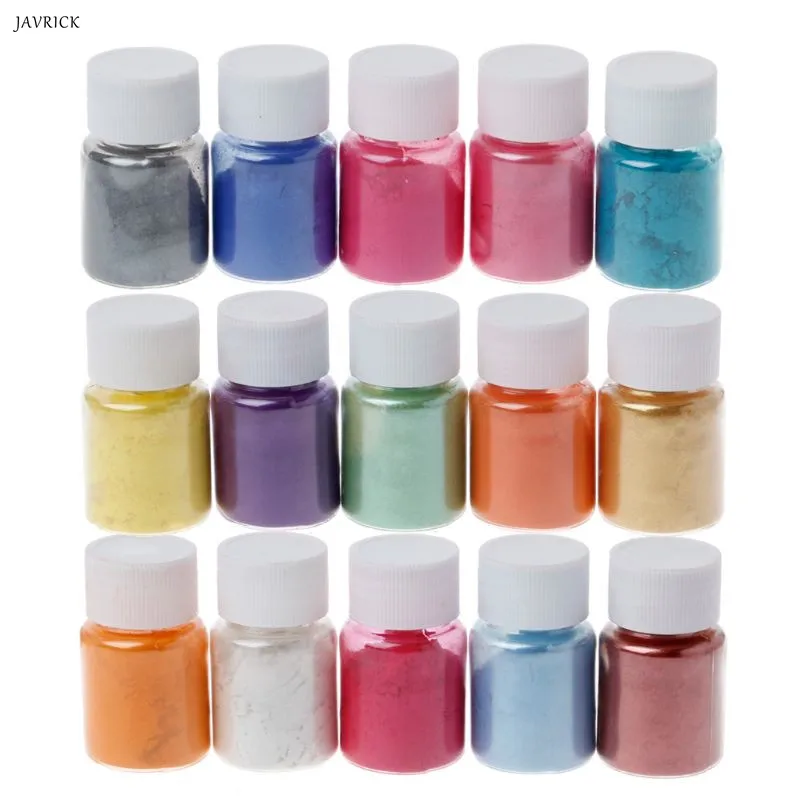 15 цветов порошок слюды эпоксидная смола краситель перламутровый пигмент натуральный слюда минеральный DIY ювелирные аксессуары порошок для изготовления - Цвет: Многоцветный