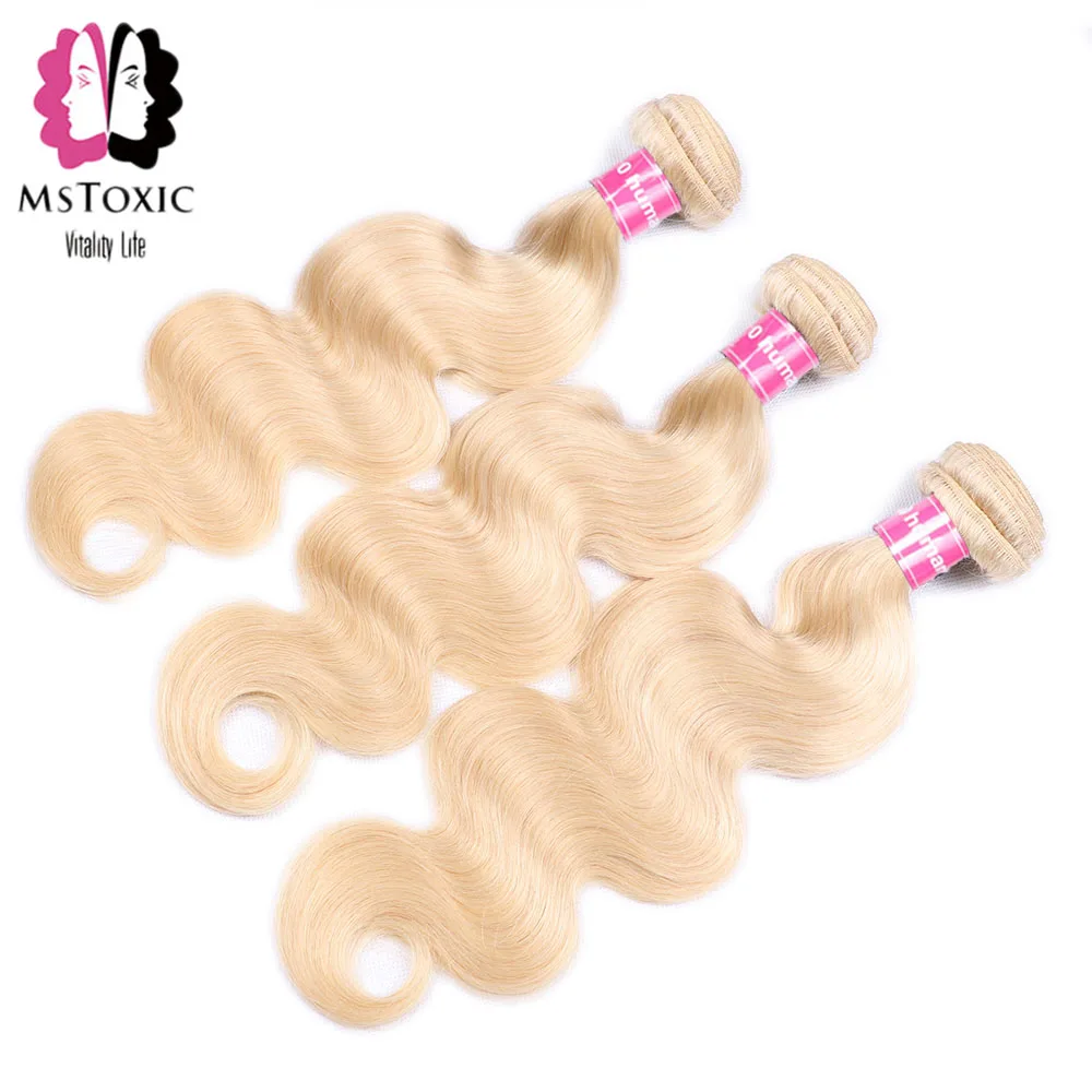 Body Wave 613 Blonde Bundles With Closure European Human Hair MsToxi Remy Honey | Шиньоны и парики