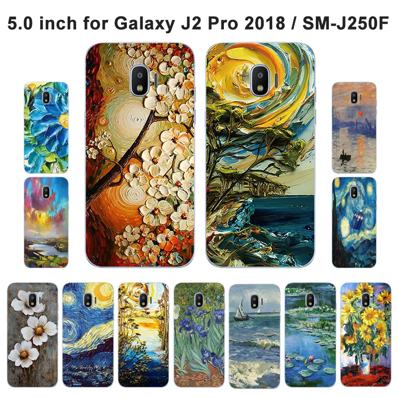 Для Samsung Galaxy J2 Pro 2018 чехлы для телефонов с масляной росписью 5 0 дюйма J250F Мягкие