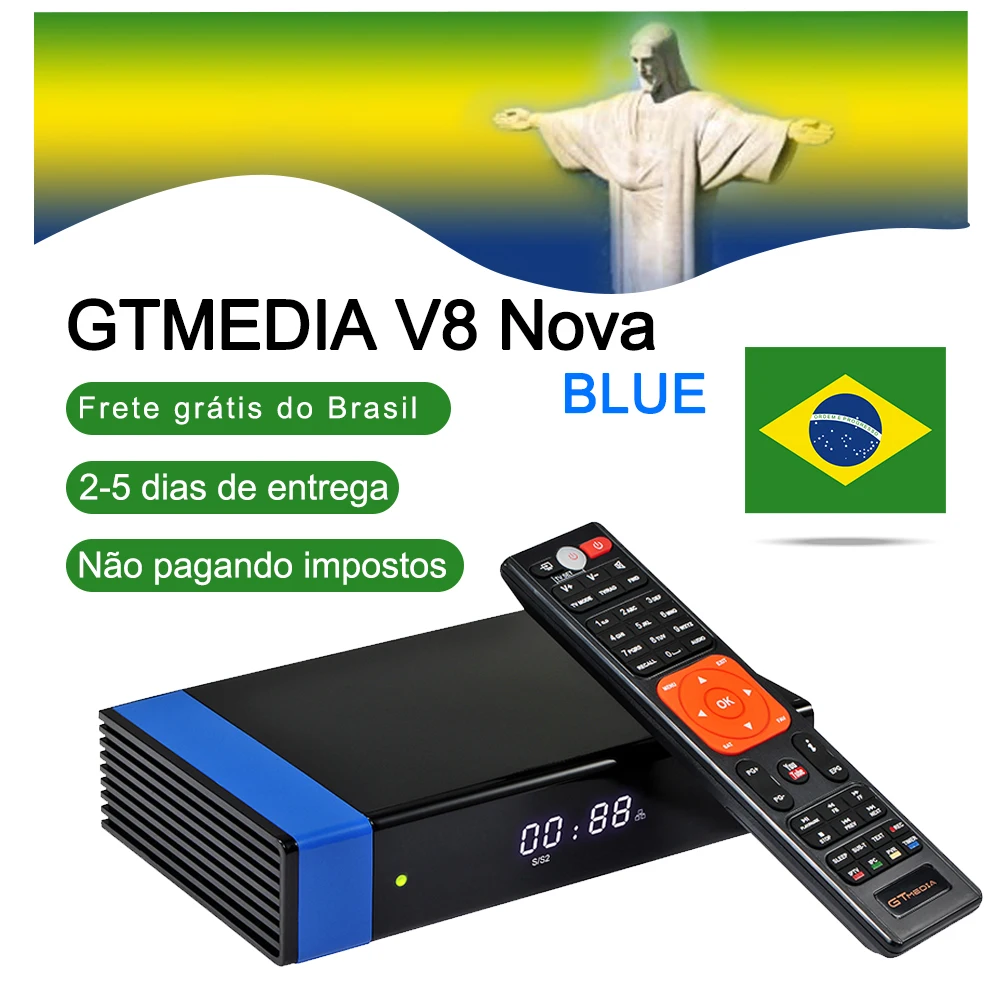 GTMedia V8 Nova Blue DVB-S2 H.265 декодер спутниковый приемник+ 1 год CCcam 4 clines встроенный wifi AVS цифровой ТВ-бокс