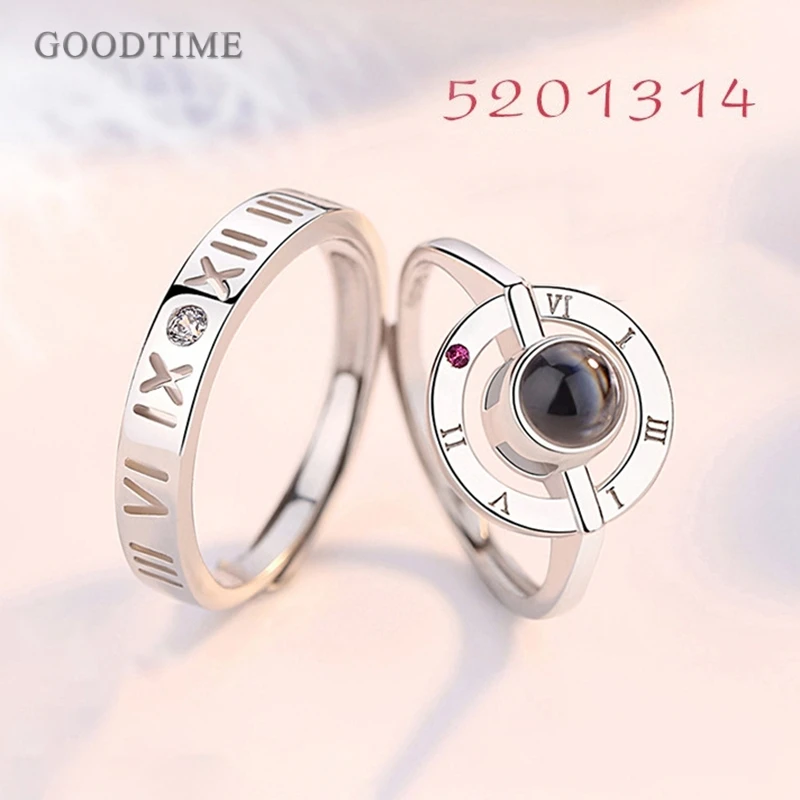 

Модные кольца для влюбленных пар, 100% Настоящее серебро 925 пробы, свадебные ювелирные кольца, проекция, кольца с надписью «I Love You», подарок на ...