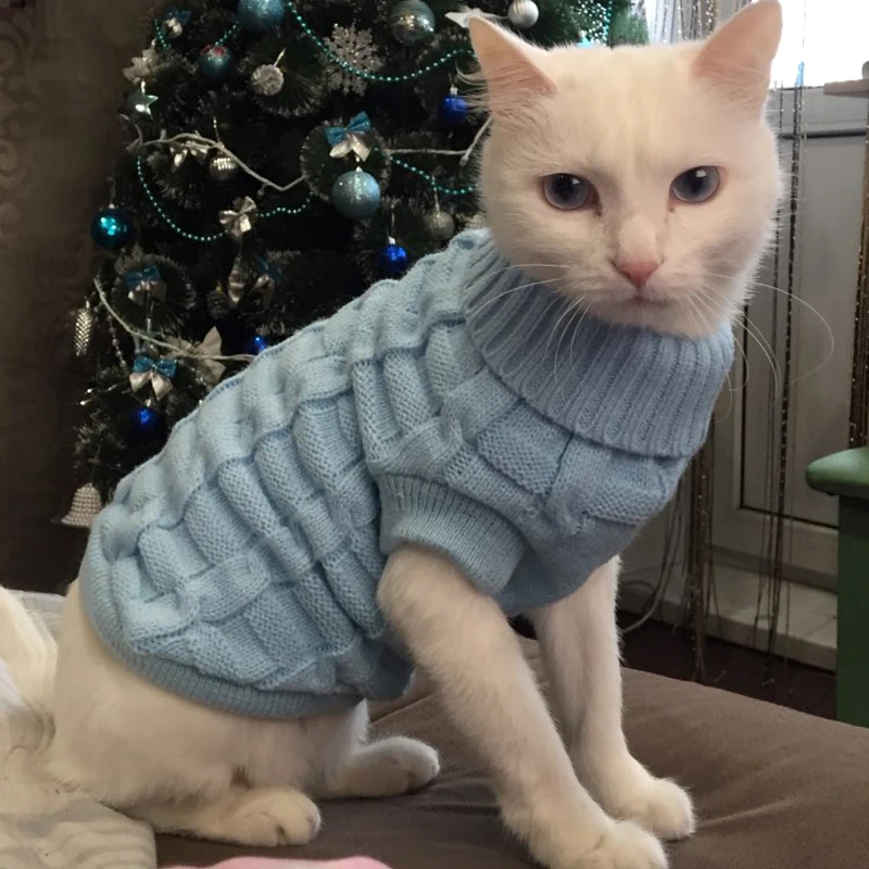 Рождественская одежда для домашних животных котов кошек сфинкс зимние вязаные