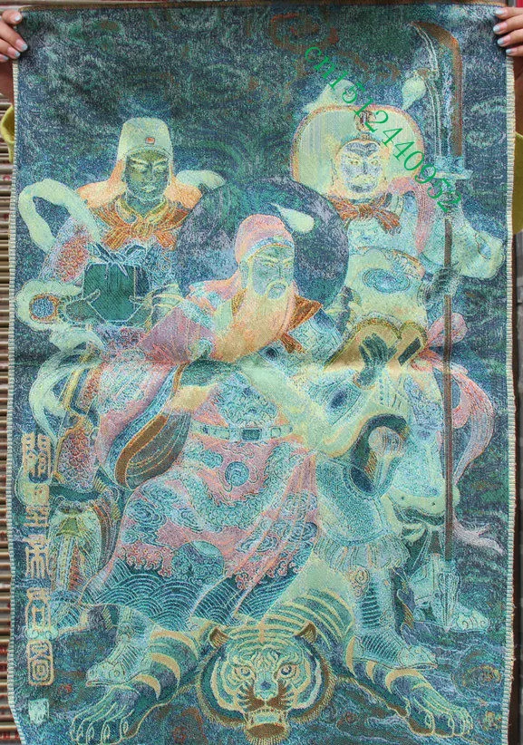 Китайская шелковая вышивка Гуань Гонг Юй Воин Бог 2 гвардей картины Фреска|mural|mural