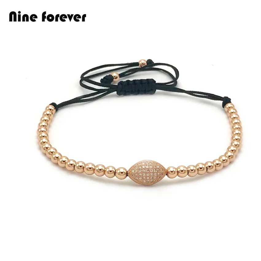 Nine forever Micro Paved Clear CZ Turkey eye Braiding Macrame Bracelet beads charm bracelets &amp bangles for women bileklik | Украшения и