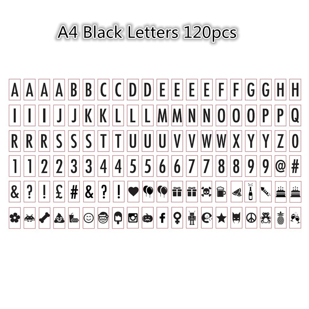 CHIBUY 120 шт А4 кино лайтбокс буквы черные золотые буквы|letters|letter blackletter lightbox |