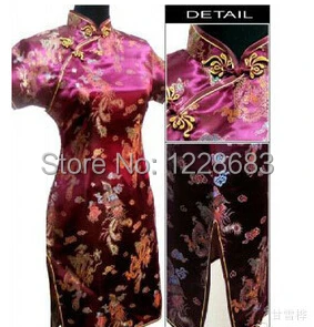 Чонсам Qipao женское модное Черное Красное тонкое китайское традиционное