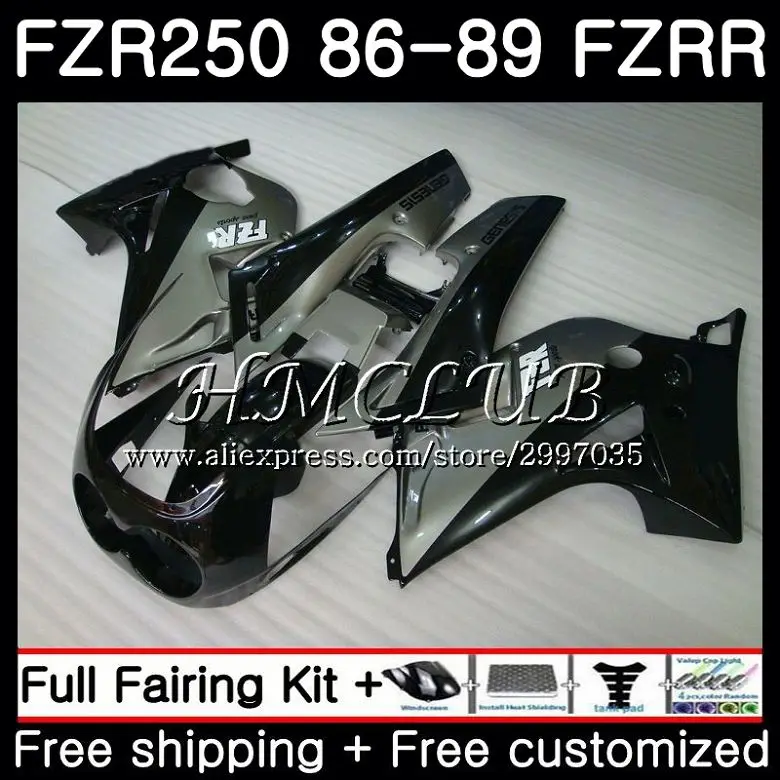 Корпус для YAMAHA FZRR FZR 250R 250 1987 1988 1989 1HC.4 FZR250RR серебристо черный FZR250R FZR250 86 87 88 89