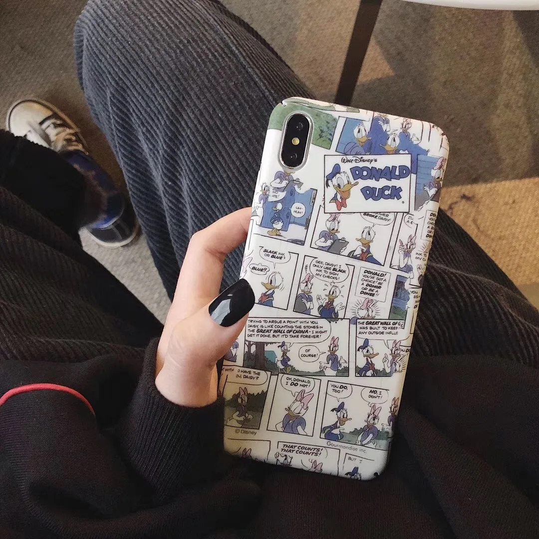 Жесткий чехол для телефона с Микки и Минни iPhone 7 8 6 s Plus X Xs Max Xr Дональд Дак Дейзи