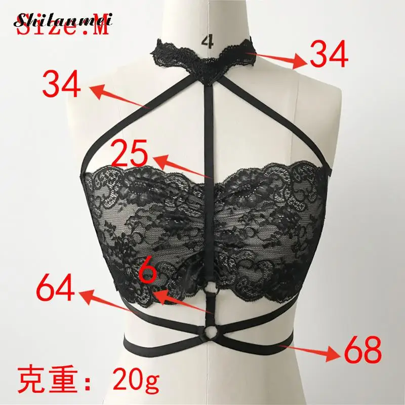 2018 Sexy Harness Black Lace Halter Bra Top Women Lingerie Floral Strap Hollow out Wireless Bralette Push up Intimates | Женская одежда