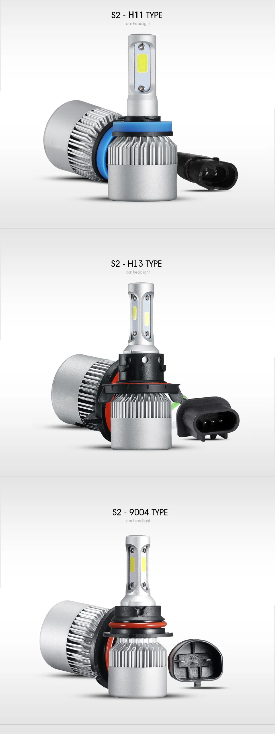 Oslamp 3 фишки Hi-Lo балка 9007 H4 светодиодные фары 72 Вт 8000LM 2 чипы для H3 H1 H7 светодиодные лампы автомобиля светодиодные H11 туман лампы 9012 9005 9006