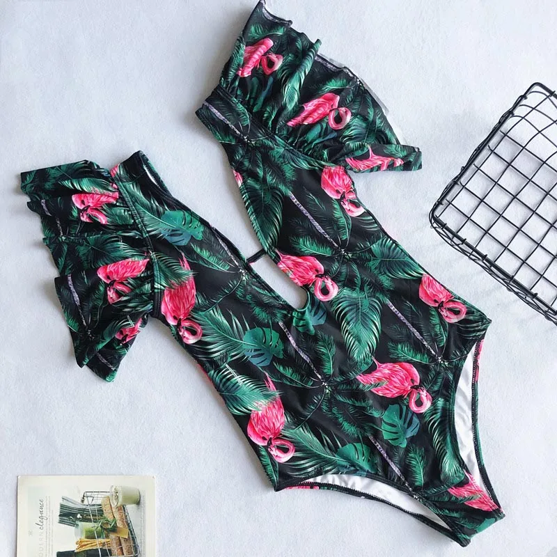 Swimwear Monokini Swimsuit Bodysuit Swim Wear Print Sexy One Piece Women Fits True to Size Take Your Normal Natural Color |