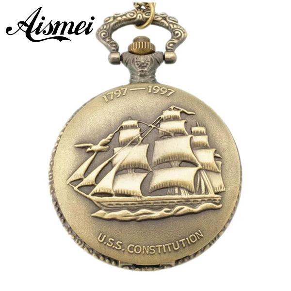 25pcs/lot vintage Pocket Watch necklace sweater chain wholesale trade large sailboat Pocket Watch wholesale send by EMS or DHL