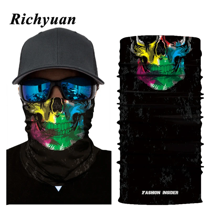 

Бесшовная маска для шеи и лица с 3D призраком, для улицы, мотоцикла, бандана, Балаклава, мото, велосипеда, шарфы, защита от солнца и ветра