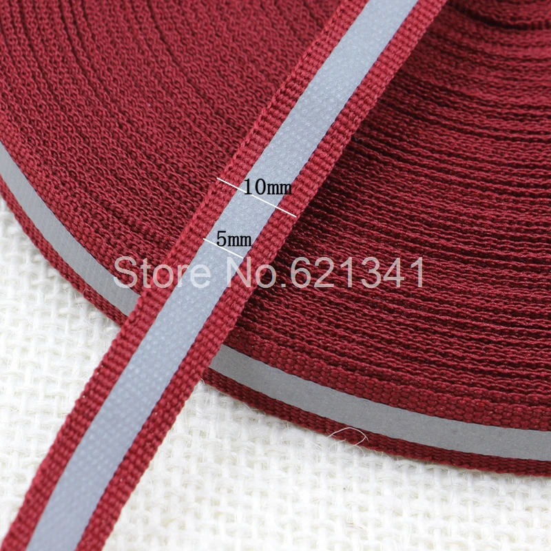 Burgundy Red Color 10mm*5mm High Bright Reflective Fabric Tape Webbing Ribbon (50 yards/lot) | Дом и сад