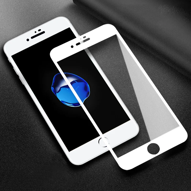 TOTU 0,23 мм Защита экрана для iPhone 8 7 Plus чехол с мягкими краями 4D Ультра тонкое закаленное стекло Закаленное стекло Защитная пленка - Цвет: White