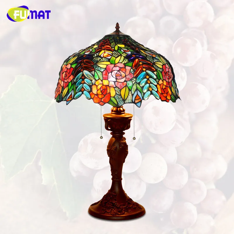 Витражная настольная лампа FUMAT креативный стеклянный светильник с розовым