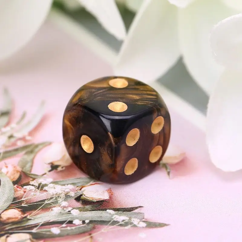 

10 Pcs 16mm Resin Dice D6 Black Gold Points Round Edges KTV Bar Nightclub Entertainment Tools Adult Toys Dropshipping