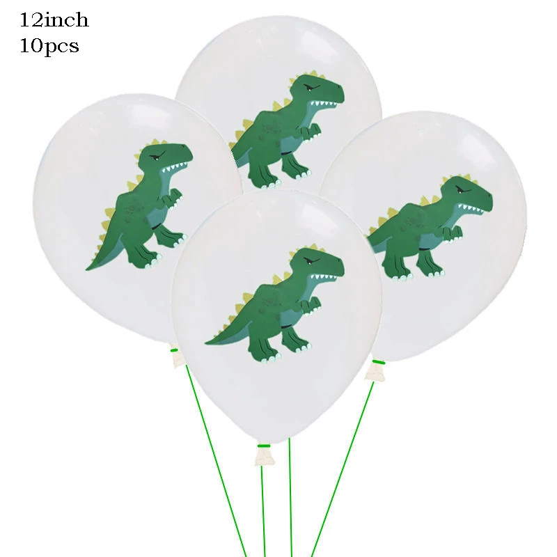 Leeiu Kids Happy Birthday Dinosaur Banner Garland Green Latex Balloons Jungle Party Decoration Baby Shower Supplies | Дом и сад