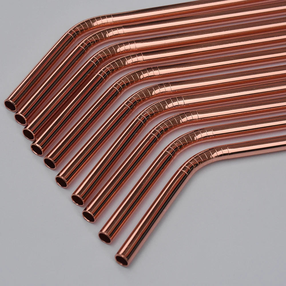 WOWSHINE Wholesale High Quality 50pcs/lot Shiny Rose Gold Color Stainless Steel Drinking Straws 6x267mm | Дом и сад