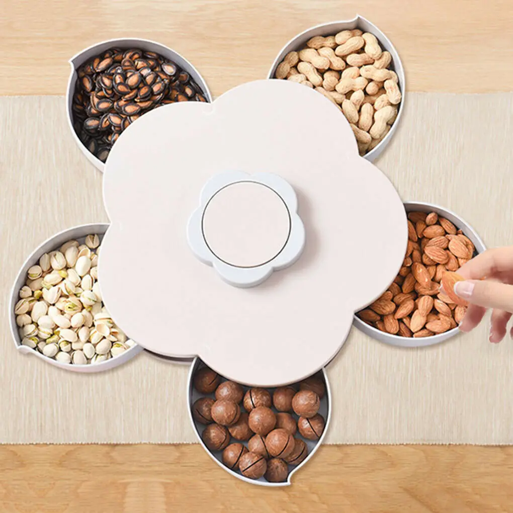 В форме лепестка Вращающийся Конфеты коробочка мыльница поднос для закусок пять