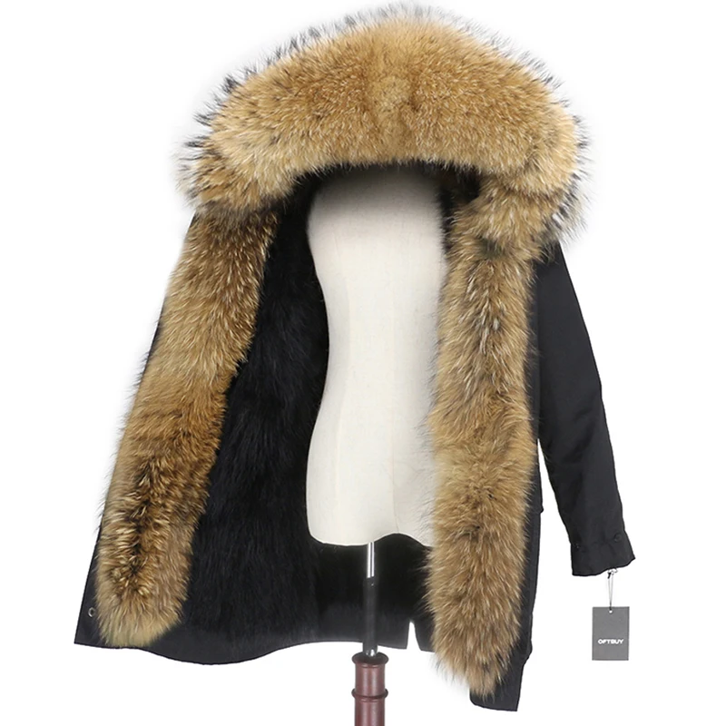 OFTBUY пальто из натурального меха енота, капюшон из лисьего меха, зимняя куртка, Женская длинная парка, водонепроницаемая верхняя одежда