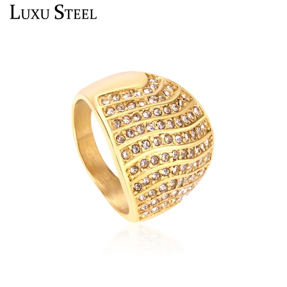 LUXUSTEEL Размер 6 11 кольца для женщин из нержавеющей стали золото/серебро Цвет