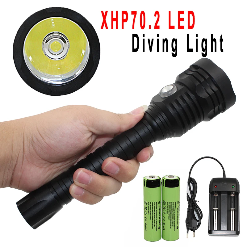 Comprar Uranusfire-potente Linterna Luz Para Buceo, Luz Impermeable XHP70.2, Led Bajo El Agua, Antorcha De Buceo De 18650 M