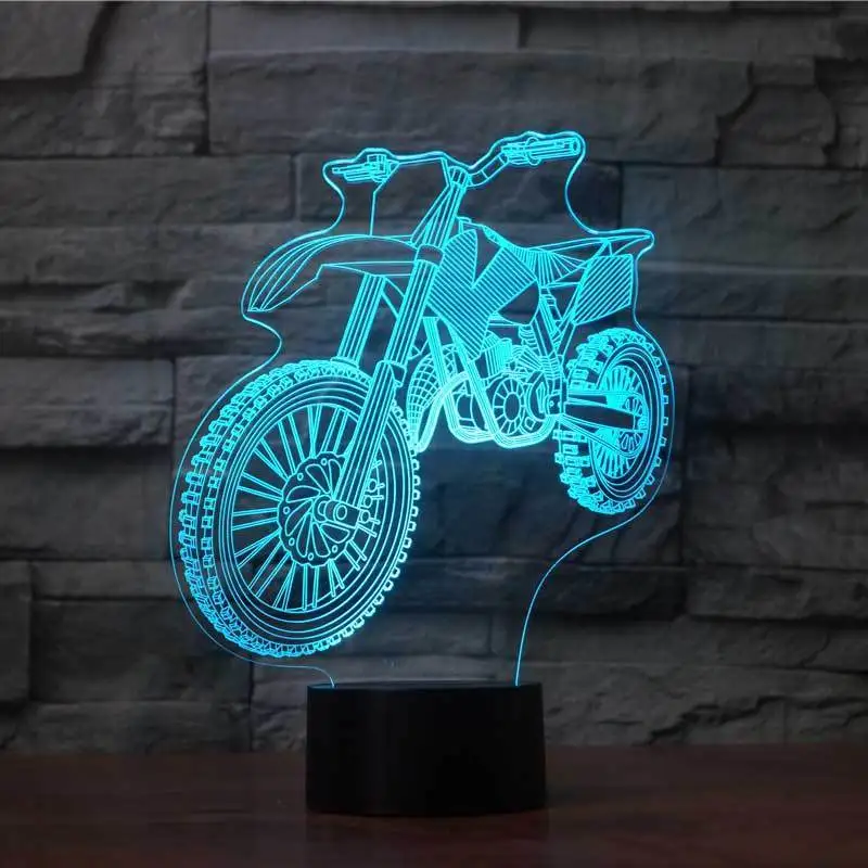 

Cross-country Motorcycle 3D Night Light LED Remote Touch Switch 7 Color Change Indoor Atmosphere lamp As Kid's Gift