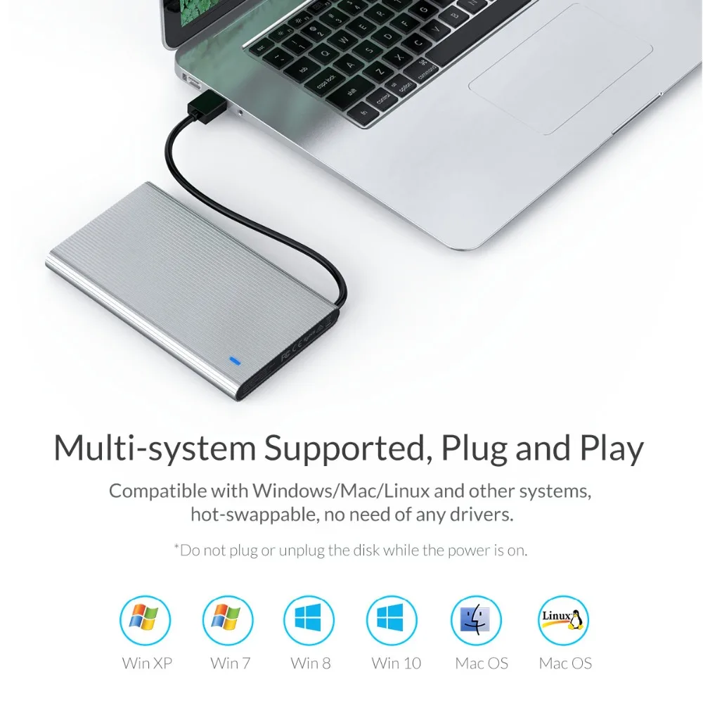 Чехол ORICO HDD 2,5 SATA для USB 3,0 чехол HD со встроенным кабелем для передачи данных Поддержка 4 ТБ HDD SSD чехол для внешнего жесткого диска