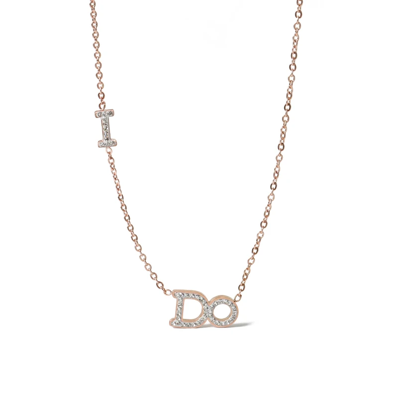 

YUN RUO Simple & Fashion Rose Gold Color I DO Pendant Necklace Titanium Steel Jewelry Woman Gift Never Fade Drop Ship Wholesale