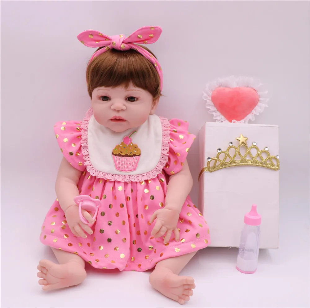 23&quot Full body silicone vinyl reborn Toy Lifelike modeling Real touch bebe alive infant dolls baby Child play house briquedos | Игрушки и