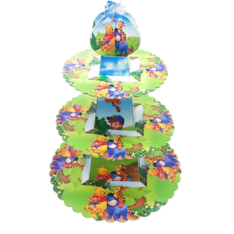 Cake stand x 1 Вечерние одноразовые столовые приборы с Винни-пухом, бумажный стаканчик, тарелка, шапочка, Детские воздушные шары для вечеринки на день рождения, AH21 - Цвет: Cake stand x 1