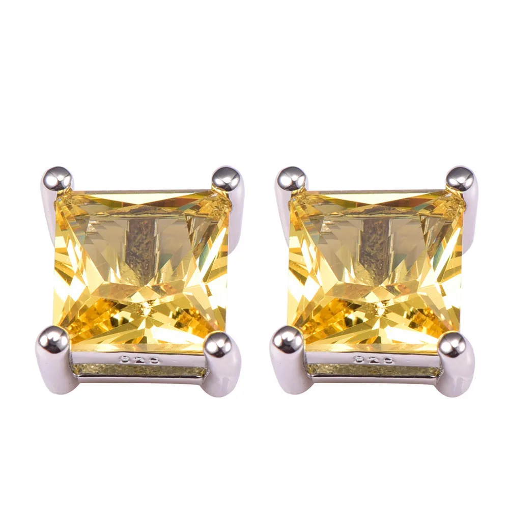 Новое поступление желтые серьги из серебра 925 пробы с бриллиантами PE39|earrings