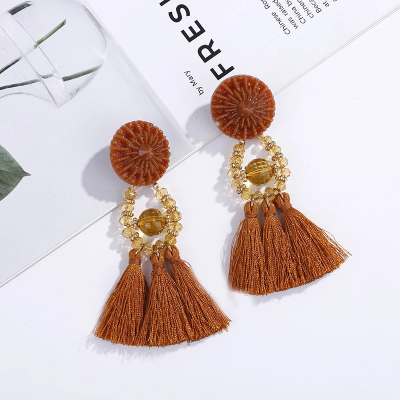 HX Brincos Женский Бренд Boho висячие серьги с бахромой Винтаж этнические массивные Серьги-кисточки модные ювелирные украшения