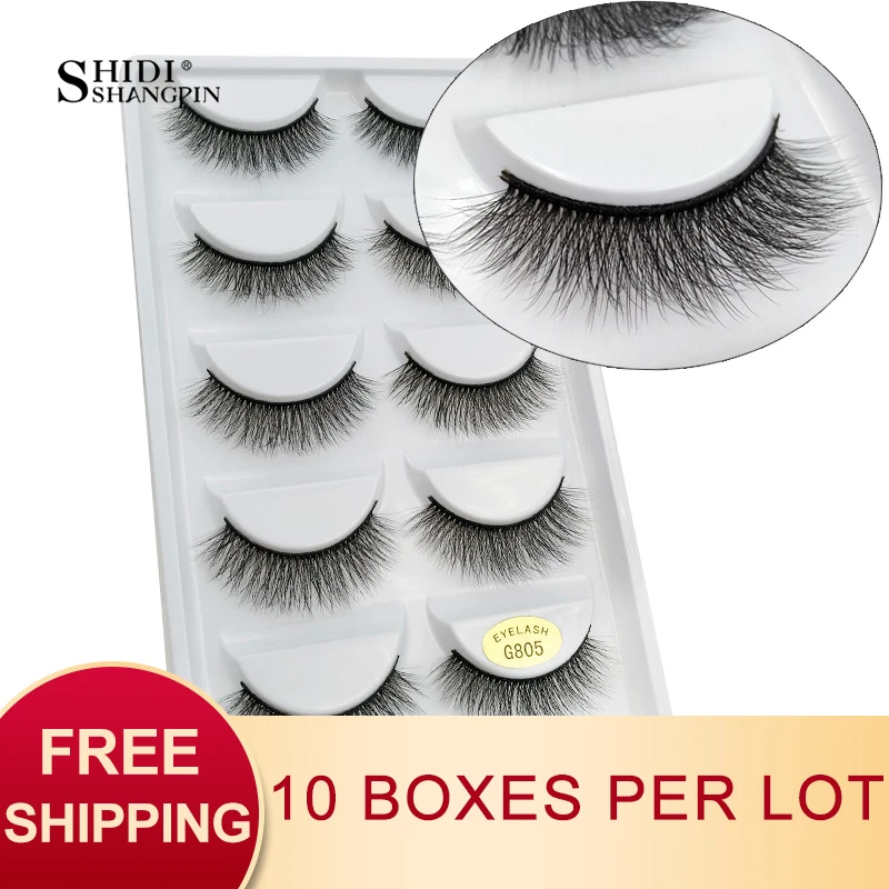 

SHIDISHANGPIN 50 pairs natural long false eyelashes fluffy 3d mink lashes make up 100% cruelty free fake eyelash faux cils G805