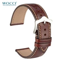 wocci watch band 18mm 20mm 22mm full grain leather strap for man women black brown red elegant watch replacement bracelet