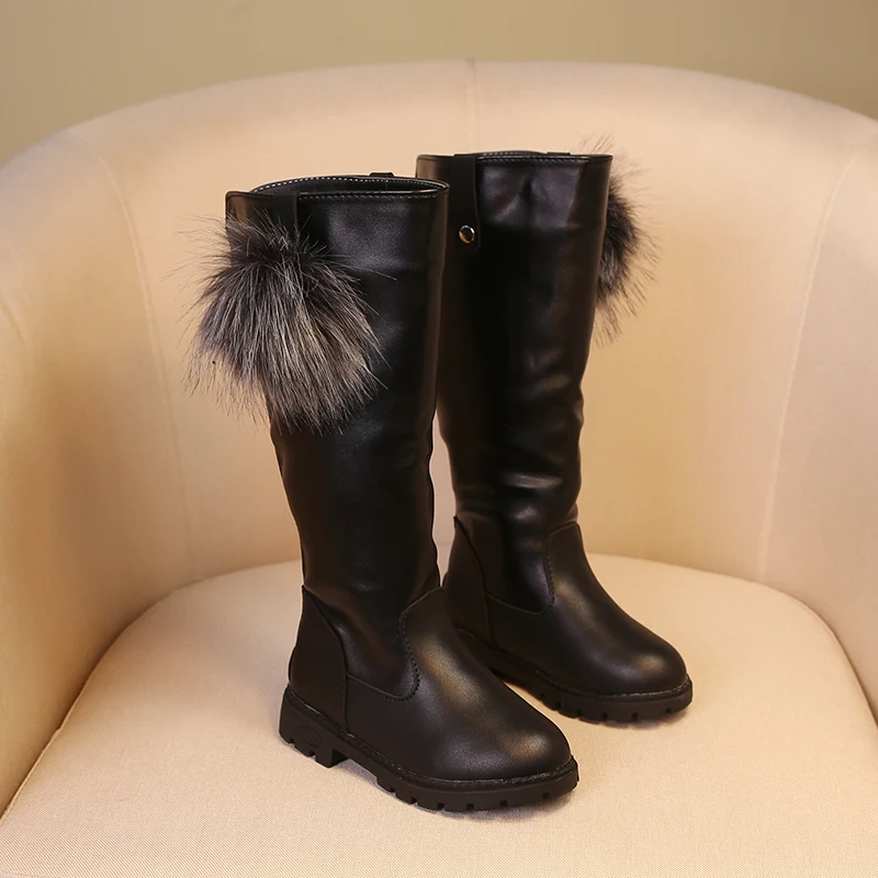 autumn and winter children boots female child princess high-leg plus velvet cotton-padded shoes |