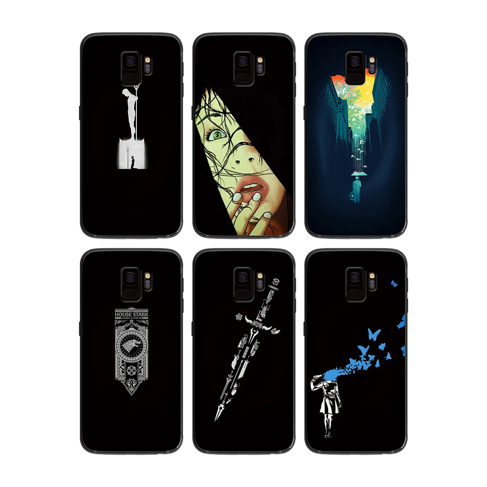 Темный минималистичный мягкий чехол для телефона Samsung Galaxy S6 S7 S8 S9 S10e Plus Note 8 9 чехлы