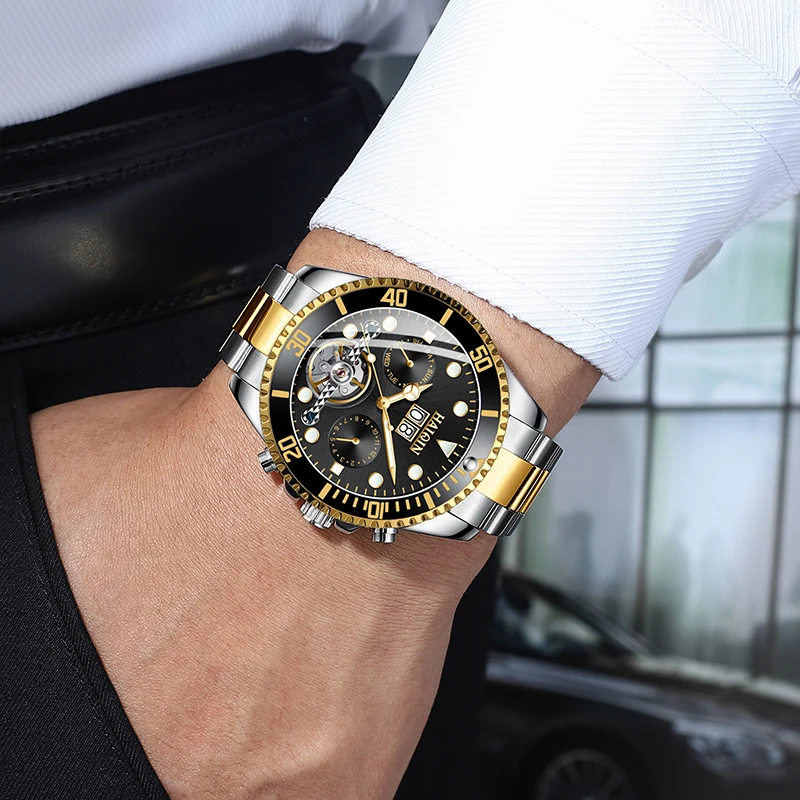 Часы наручные HAIQNI Мужские механические люксовые спортивные автоматические