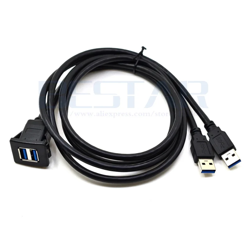 1 м двойной квадратный удлинитель USB 3 0 для автомобиля с утапливаемым креплением