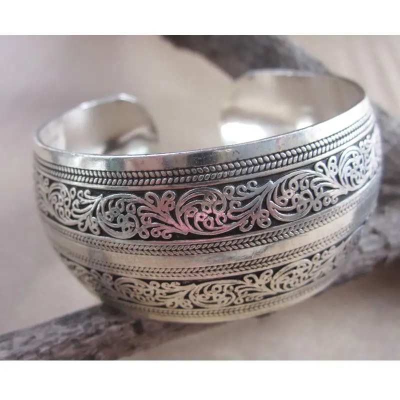 BOHO винтажные браслеты Тибетский тибетский серебряный черепаха Тотем браслет на