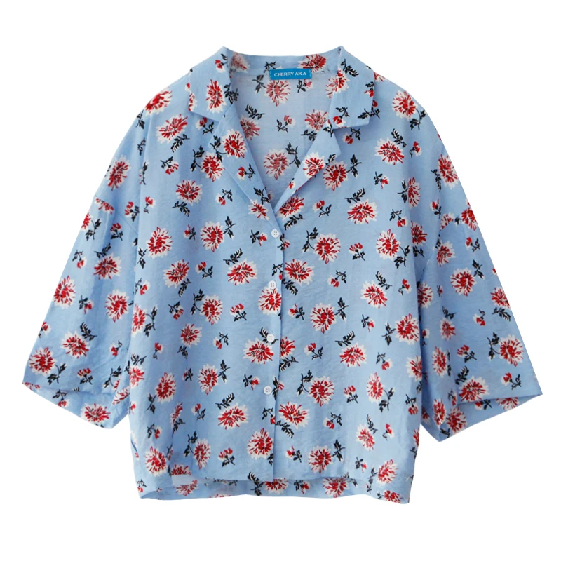 2 цвета 2019 летние корейские милые Стильные топы с цветочным принтом женские